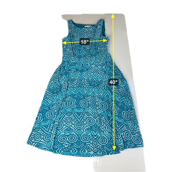 Evan Picone Teal/White Abstract Print Sleeveless Dress Stretch Womens Size 8 - Picture 10 of 11